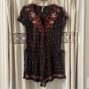 Free People Romper Womens Embroidered Boho